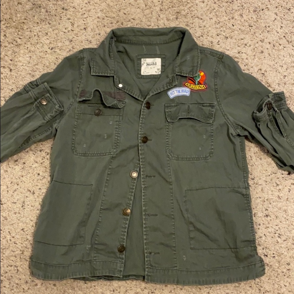 Olive Green Jacket with Patches